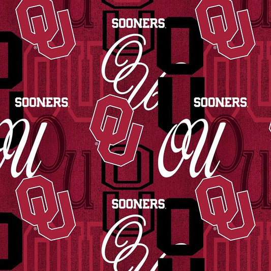 College Fabrics Oklahoma Letters – Remnant 14" × 44" - Sykel Enterprises from Fort Worth Fabric Studio