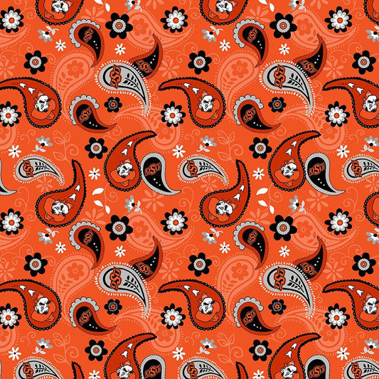 College Fabrics Oklahoma State Paisleys Yardage by Sykel Enterprises