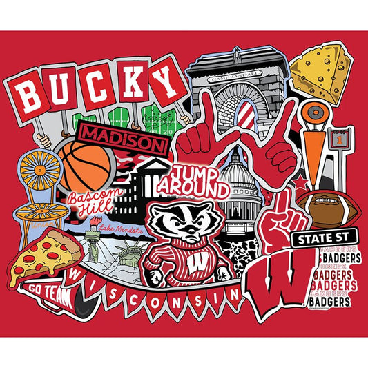 College Fabrics Wisconsin 36" Doodle Panel - Sykel Enterprises from Fort Worth Fabric Studio