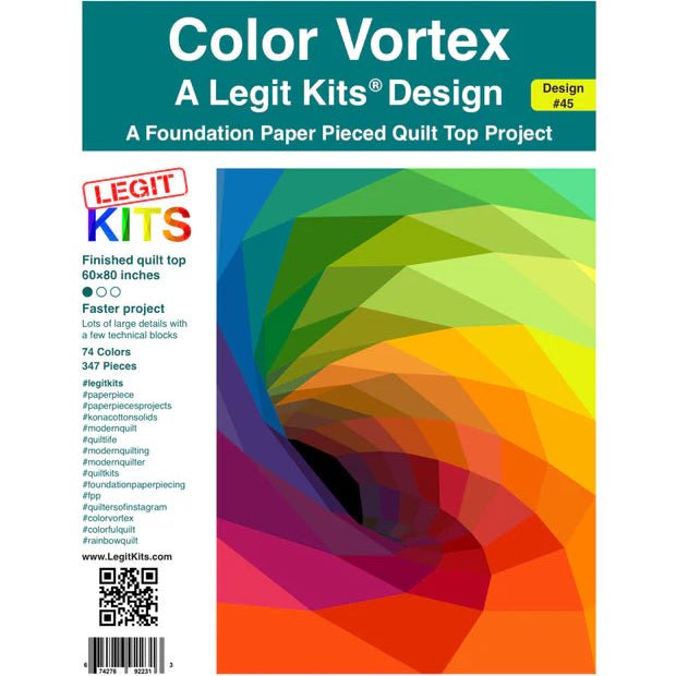 Color Vortex Foundation Paper Pieced Quilt Pattern by Legit Kits Design - Legit Kits Design from Fort Worth Fabric Studio