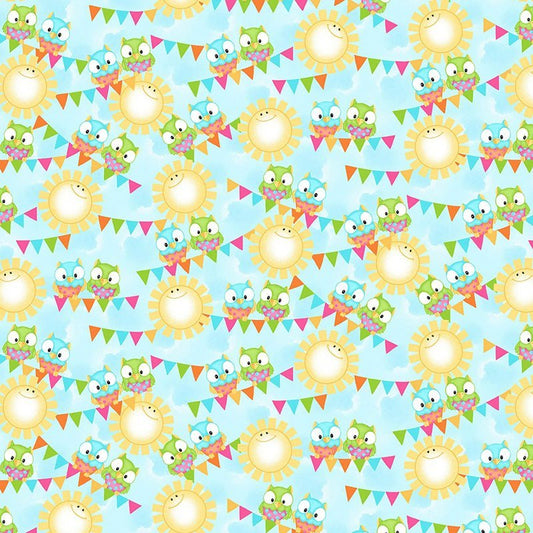 Comfy Flannel Owls and Suns – Remnant 36" × 44" - A.E. Nathan from Fort Worth Fabric Studio
