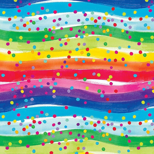 Comfy Flannel Rainbow Waves with Dots Multi - A.E. Nathan from Fort Worth Fabric Studio