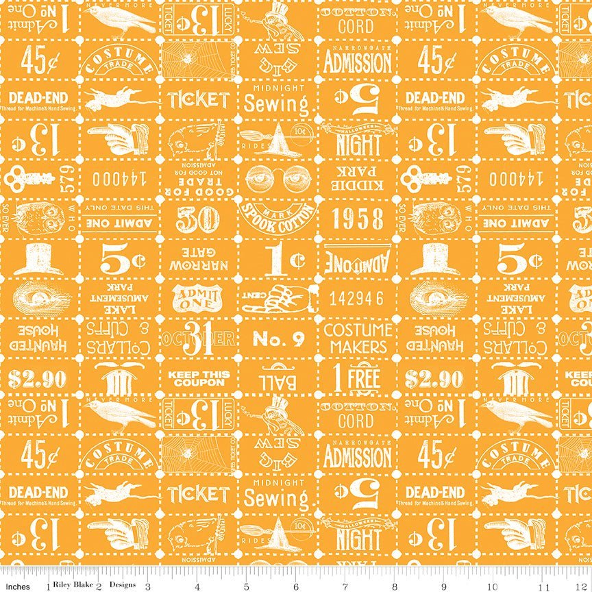 Costume Maker's Act II Ticket Grid Orange – Remnant 15″ × 44″ - Riley Blake from Fort Worth Fabric Studio