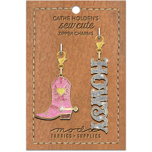 Cowboy Boot Howdy Zipper Charms from Moda Fabrics - Moda from Fort Worth Fabric Studio