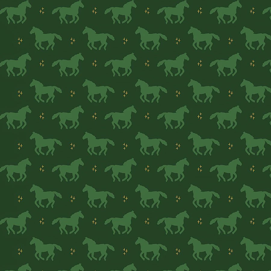 Cowboy Christmas Horse Silhouettes Green - Timeless Treasures from Fort Worth Fabric Studio