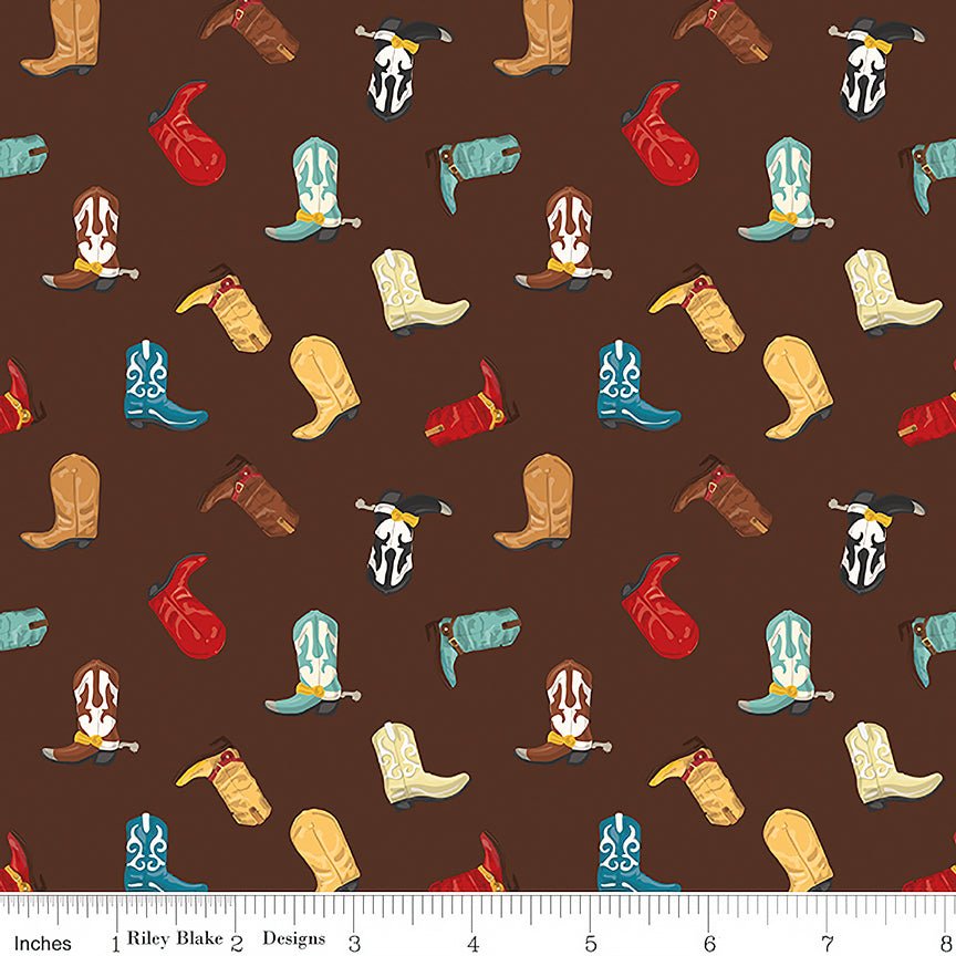Cowboys Boots Brown - Riley Blake from Fort Worth Fabric Studio