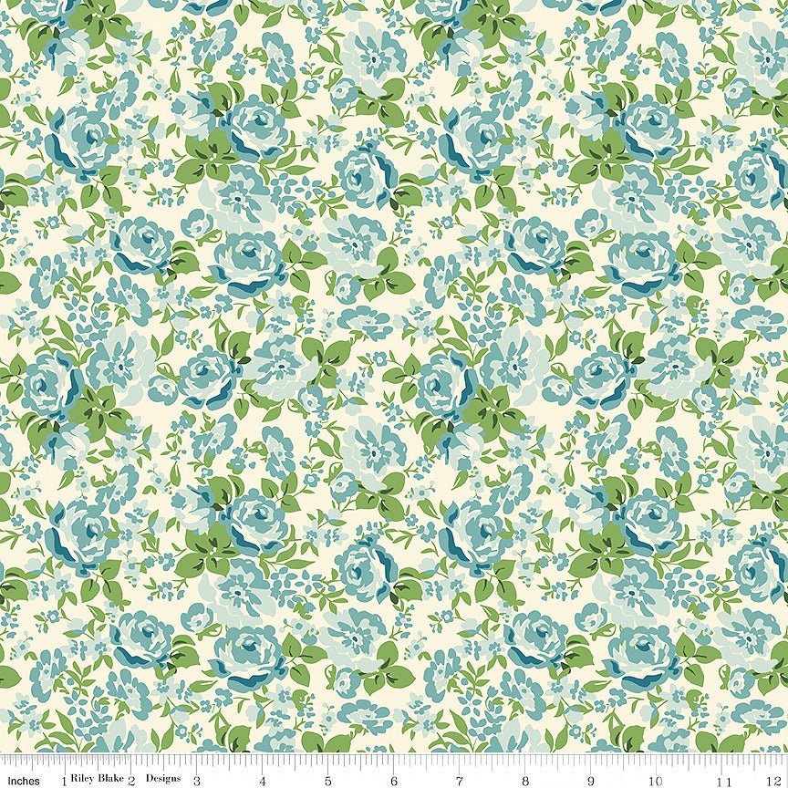 Cowgirl Floral Blue – Remnant 30″ × 44″ - Riley Blake from Fort Worth Fabric Studio