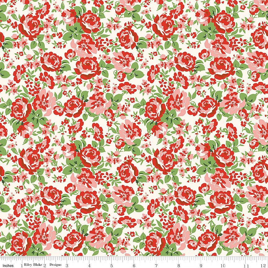 Cowgirl Floral Red – Remnant 33″ × 44″ - Riley Blake from Fort Worth Fabric Studio