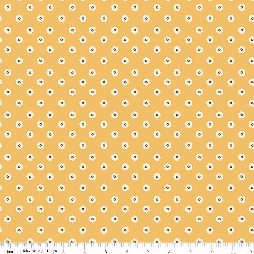 Cowgirl Flower Dots Yellow – Remnant 16″ × 44″