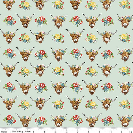Cowgirl Highland Cows Misty – Remnant 27″ × 44″ - Riley Blake from Fort Worth Fabric Studio