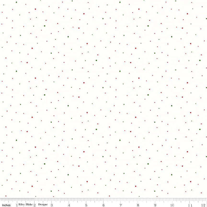 Dapple Dot Off White Christmas – Remnant 10″ × 44″ - Riley Blake from Fort Worth Fabric Studio