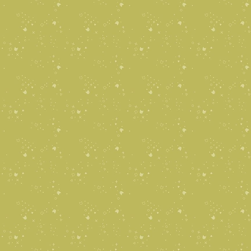 Dear Stella Kitty Litter Olive 1 Yard Cut 1 Yard Cut by Dear Stella