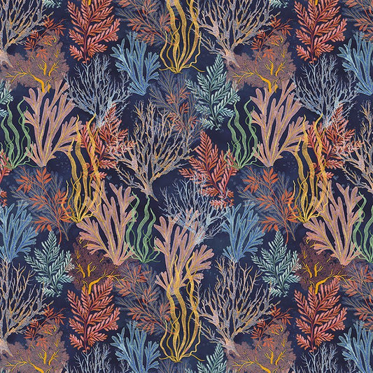 Deep Blue Garden Reef Deep Blue – Remnant 43″ × 44″ - Windham from Fort Worth Fabric Studio
