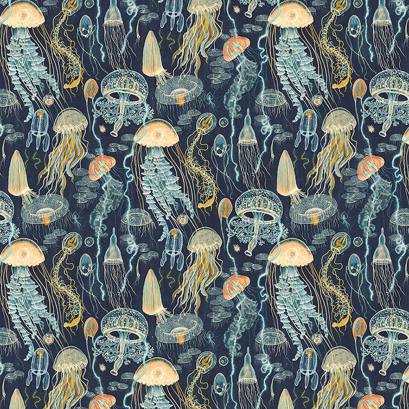 Deep Blue Jellyfish Field Deep Blue – Remnant 33" × 44"