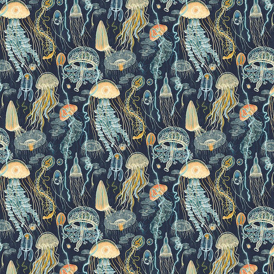Deep Blue Jellyfish Field Deep Blue – Remnant 33" × 44"