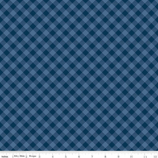 Denim & Daisy Gingham Oxford Blue - Riley Blake from Fort Worth Fabric Studio