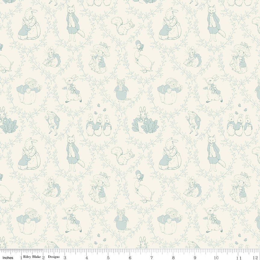 Designer Flannel Peter Rabbit & Friends Toile Cloud - Riley Blake from Fort Worth Fabric Studio