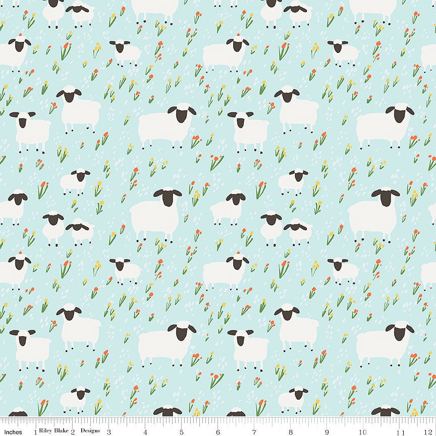 Designer Flannel Spring 2025 Lambs Blue Yardage by Riley Blake