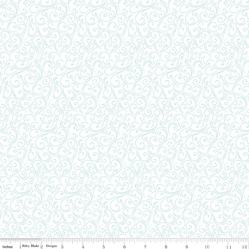Designer Flannel Winter Magic Swirls White - Riley Blake from Fort Worth Fabric Studio