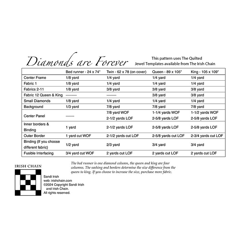 Diamonds Are Forever Quilt Pattern by Irish Chain - Irish Chain from Fort Worth Fabric Studio
