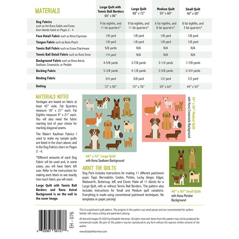 Dog Park Quilt Pattern by Elizabeth Hartman Pattern by Elizabeth Hartman