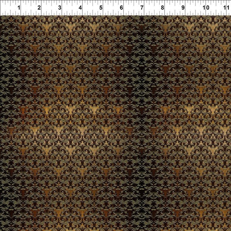 Dragons - Steampunk Dynasty Brocade Gold - In The Beginning from Fort Worth Fabric Studio