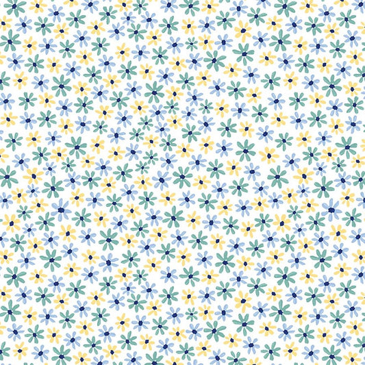 Ducks in the Rain Ditsy Flowers White - Blank Quilting from Fort Worth Fabric Studio