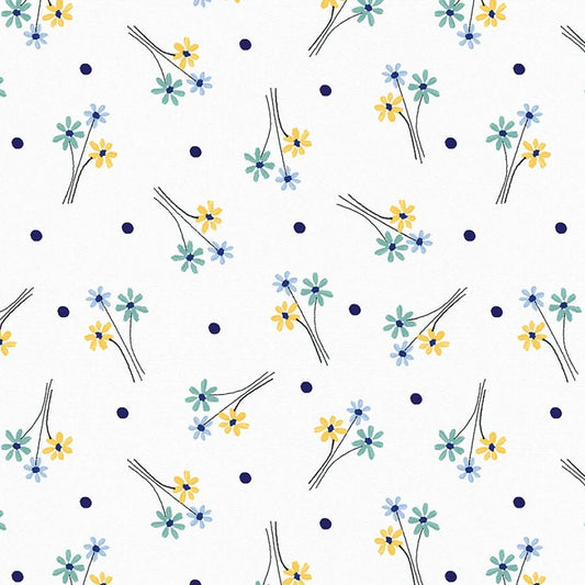 Ducks in the Rain Flower Bouquet White - Blank Quilting from Fort Worth Fabric Studio