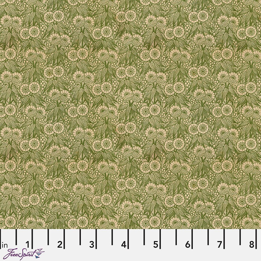 Eclectic Elements Palette - Green Tiny Print Green – Remnant 14″ × 44″ - Free Spirit from Fort Worth Fabric Studio