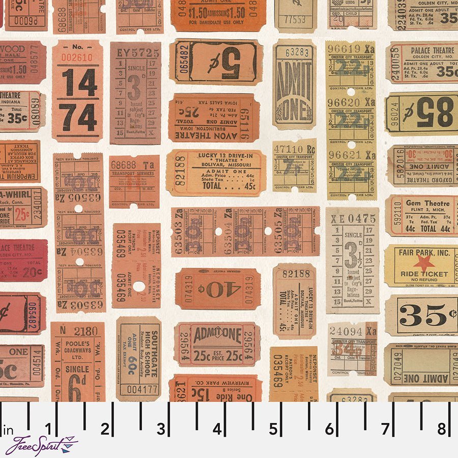 Eclectic Elements Palette - Multi Tickets Multi – Remnant 15″ × 44″ - Free Spirit from Fort Worth Fabric Studio