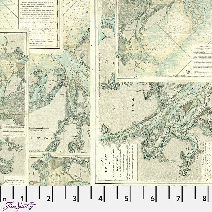 Eclectic Elements Palette - Teal Map Teal - Free Spirit from Fort Worth Fabric Studio