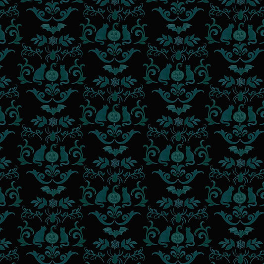 Emerald Hollow Damask Black - Clothworks from Fort Worth Fabric Studio