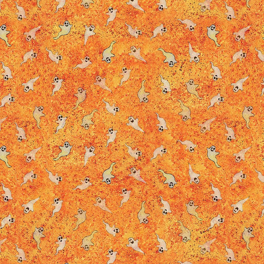 Emerald Hollow Ghosts Orange - Clothworks from Fort Worth Fabric Studio