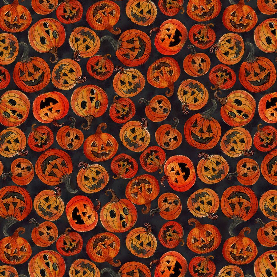 Emerald Hollow Pumpkins Black - Clothworks from Fort Worth Fabric Studio