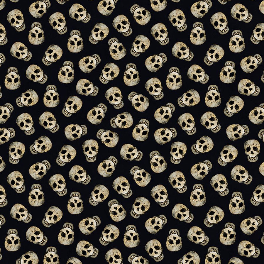 Emerald Hollow Skulls Black - Clothworks from Fort Worth Fabric Studio
