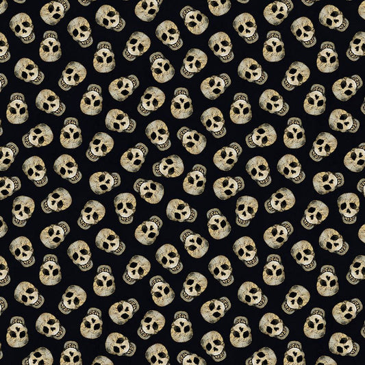 Emerald Hollow Skulls Black - Clothworks from Fort Worth Fabric Studio