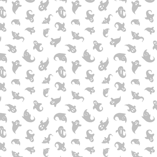 Essentials Spooky Spectacle Ghost Toss White on White - Wilmington Prints from Fort Worth Fabric Studio