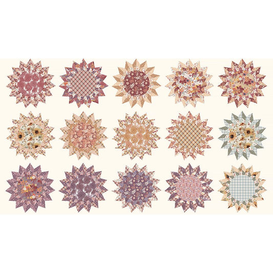 Evening on the Prairie 24" Sunflower Cheater Print Panel Cream - Riley Blake from Fort Worth Fabric Studio