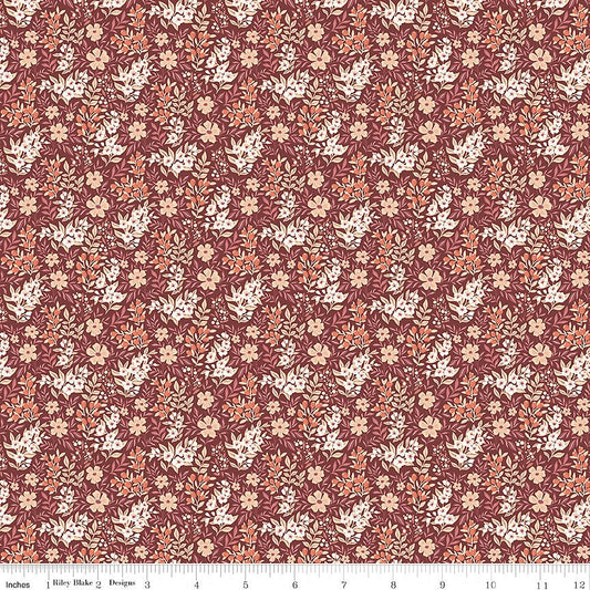 Evening on the Prairie Ditsy Floral Marsala - Riley Blake from Fort Worth Fabric Studio