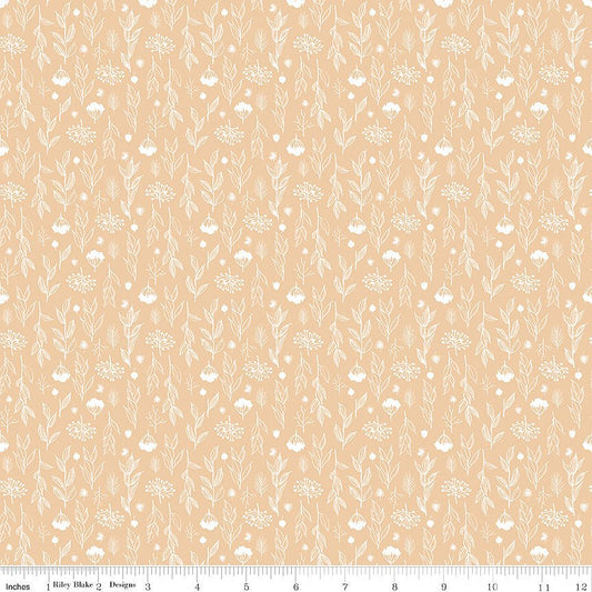 Evening on the Prairie Silhouette Floral Beige - Riley Blake from Fort Worth Fabric Studio