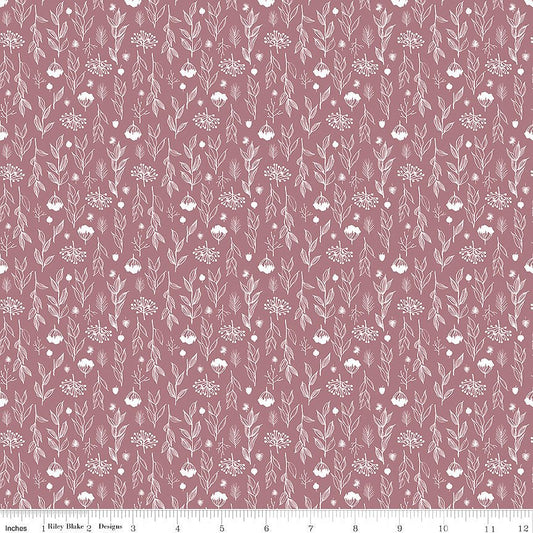 Evening on the Prairie Silhouette Floral Heather - Riley Blake from Fort Worth Fabric Studio