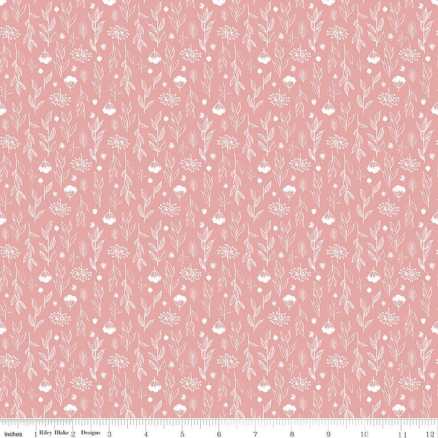 Evening on the Prairie Silhouette Floral Pink - Riley Blake from Fort Worth Fabric Studio