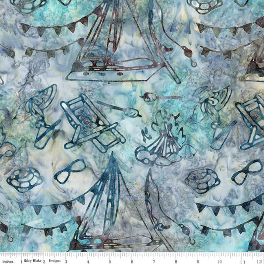 Expressions Batiks Places You'll Go Camping Caribbean Shale - Riley Blake from Fort Worth Fabric Studio