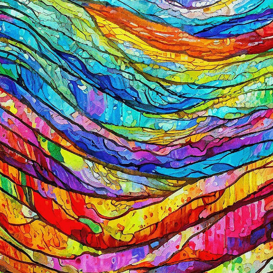 Faith in Full Color Wavy Stained Glass Turquoise/Multi – Remnant 12″ × 44″
