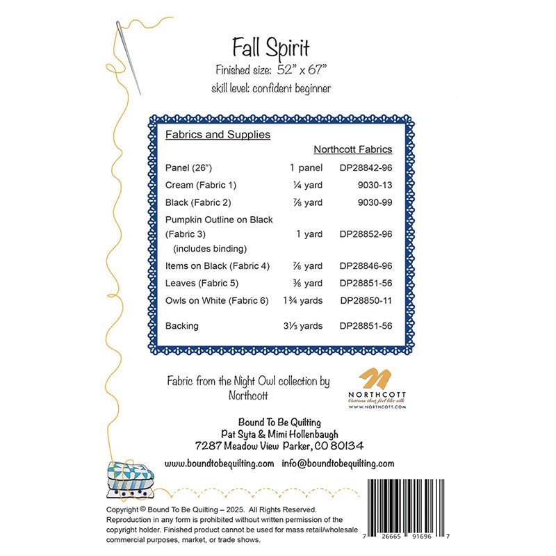 Fall Spirit Quilt Pattern by Bound to be Quilting - Bound To Be Quilting from Fort Worth Fabric Studio