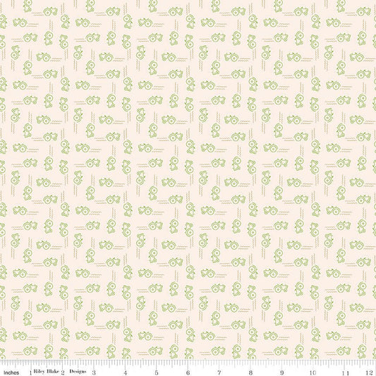 Farmer's Daughter Tractors Background Thyme - Riley Blake from Fort Worth Fabric Studio