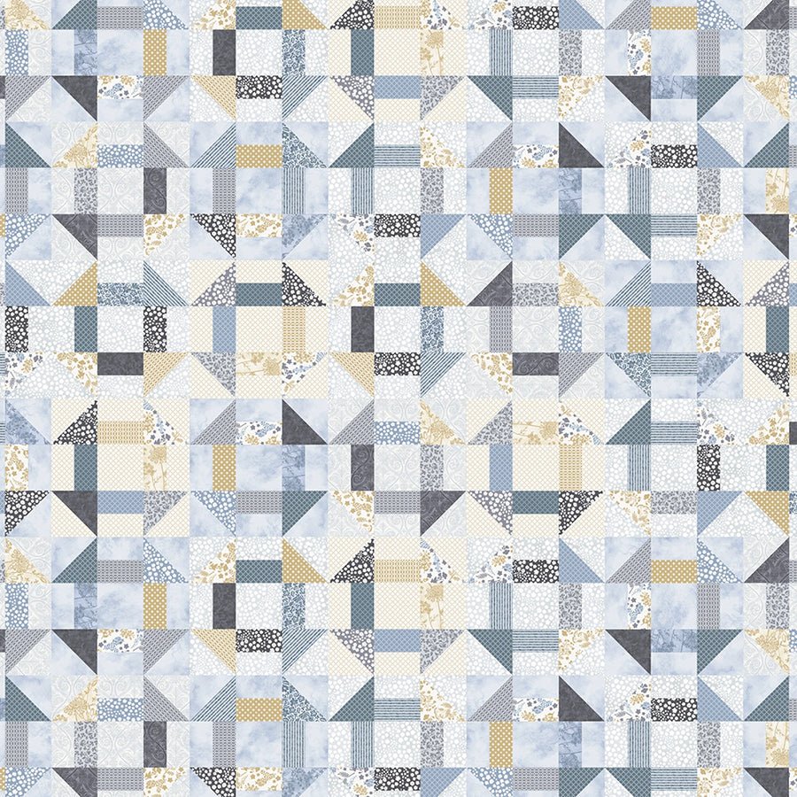 Farmhouse Fixer Upper Churndash Cheater Quilt Steel Blue - Studio E from Fort Worth Fabric Studio