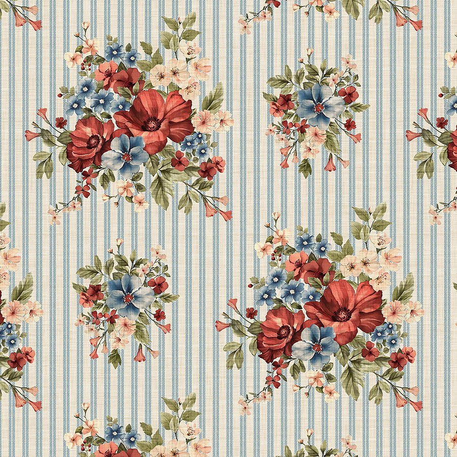 Farmhouse Sampler Floral Bouquet Cream Multi - Northcott from Fort Worth Fabric Studio