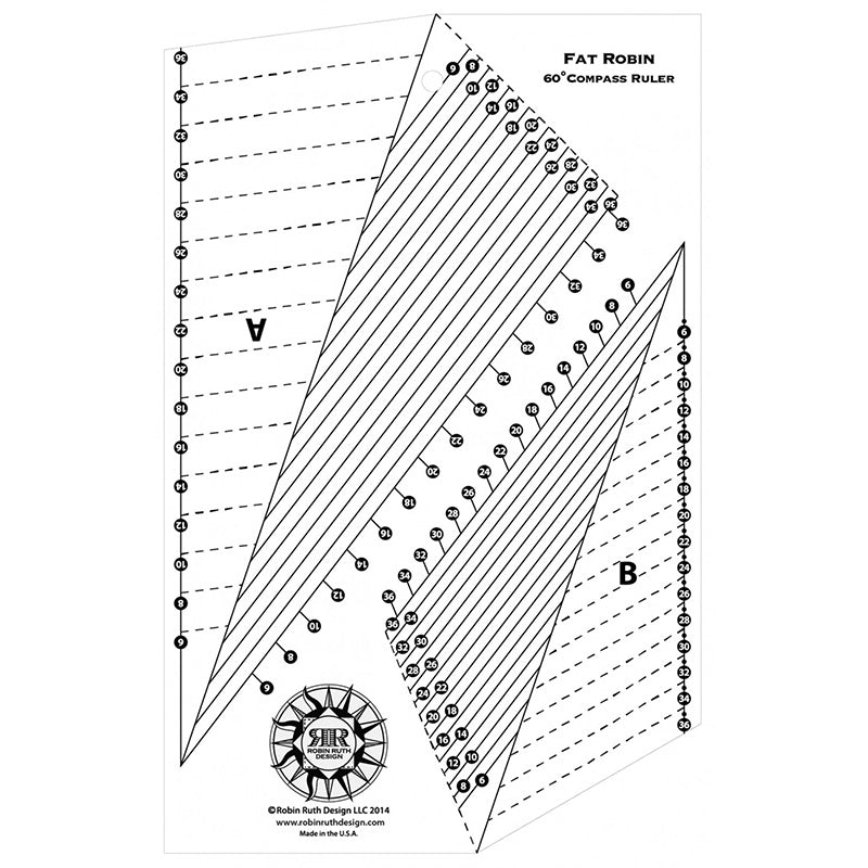 Fat Robin 16 Point Mariner's Compass Book and Ruler Combo Ruler by Robin Ruth Design