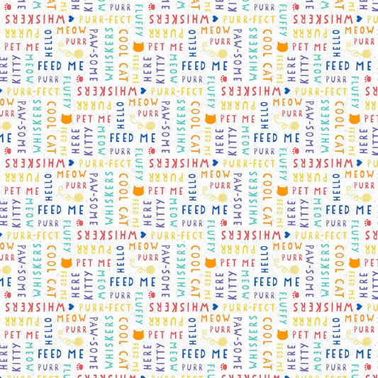 Fe - Line Frisky Words All Over White - Wilmington Prints from Fort Worth Fabric Studio